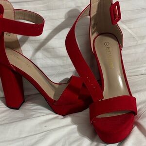 Dream Pairs Vibrant Red Block Heel Sandals